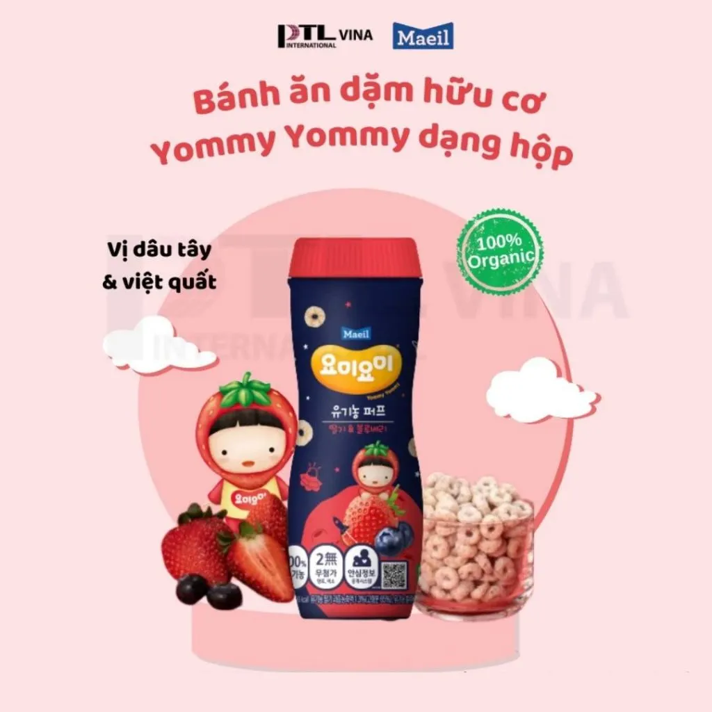 Ảnh Bánh ăn dặm hữu cơ MAEIL Yommy Yommy Hàn Quốc vị dâu tây việt quất, dễ tan và bổ sung canxi 3