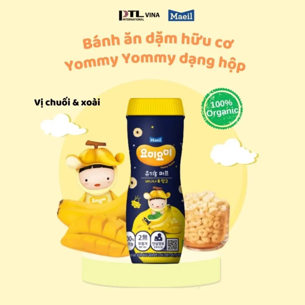 Ảnh Bánh ăn dặm Maeil Hàn Quốc hữu cơ vị chuối mix xoài bổ sung canxi, vitamin, đề kháng hộp 42G 3