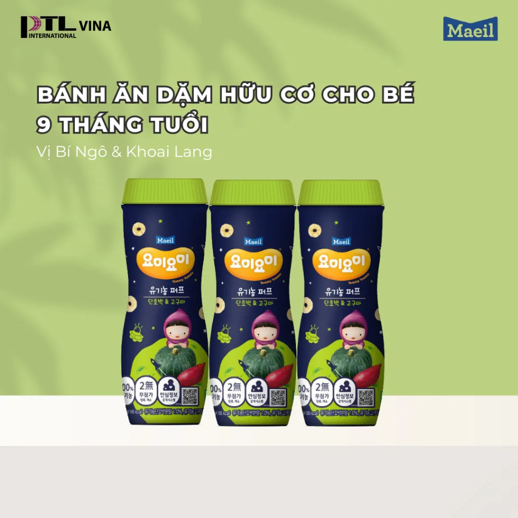 Ảnh Bánh ăn dặm MAEIL Yommy Yommy Hàn Quốc vị bí ngô khoai lang, hữu cơ, tự nhiên và bổ sung canxi 1