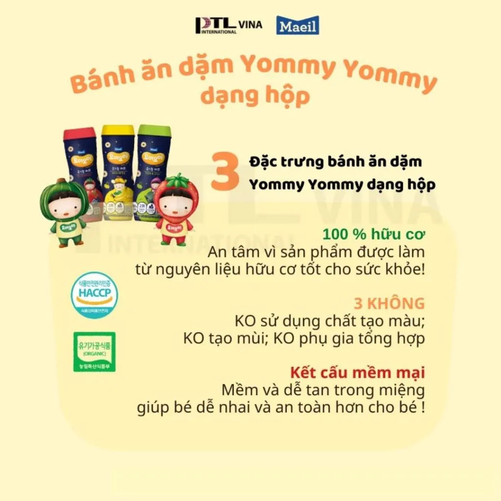 Ảnh Bánh ăn dặm MAEIL Yommy Yommy Hàn Quốc hữu cơ dễ tan trong miệng bổ sung canxi cho bé 42g 3