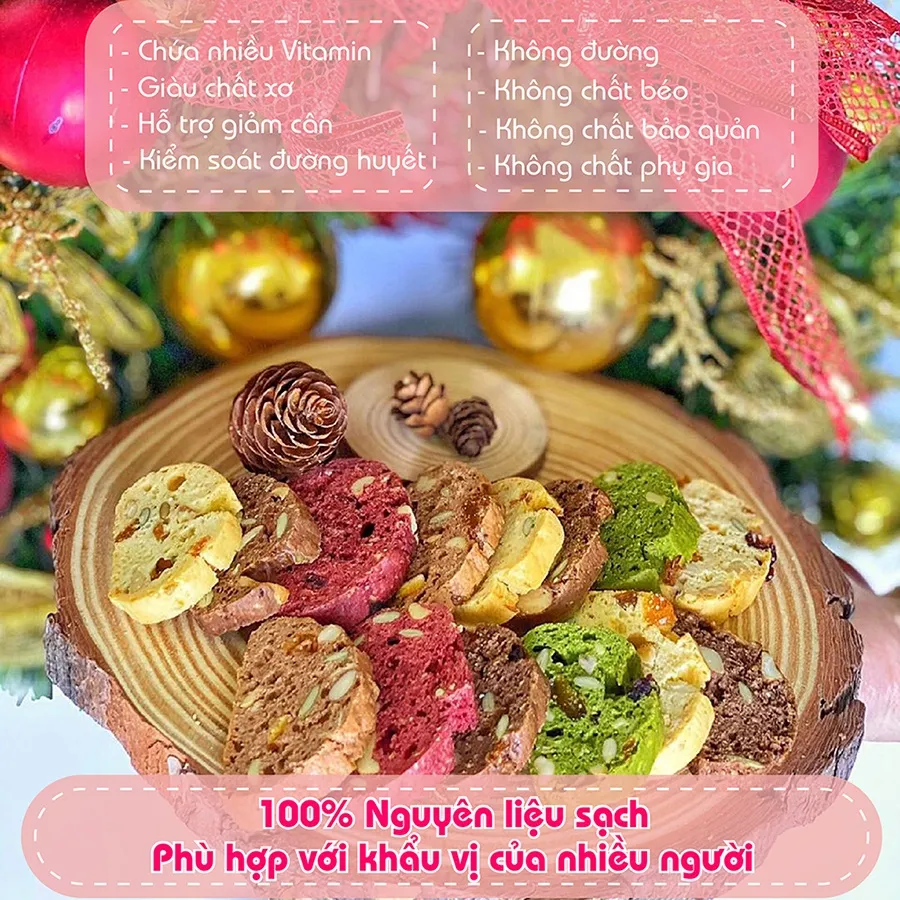 Ảnh Bánh BISCOTTI ONFOD ăn kiêng giảm cân nguyên cám không đường mix 5 vị dành cho người giảm cân eat clean, tiểu đường 2
