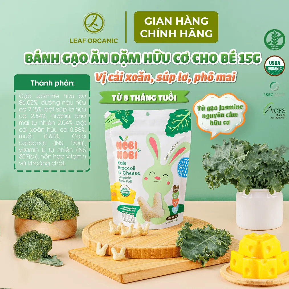 Ảnh BÁNH GẠO ĂN DẶM HỮU CƠ Nobi Nobi 15g - CHO BÉ TỪ 8 THÁNG TUỔI 3