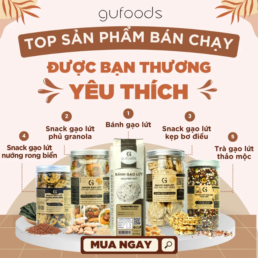 Review Bánh Gạo Lứt GUfoods 300g: Snack Eat Clean, Giảm Cân, Tập Gym