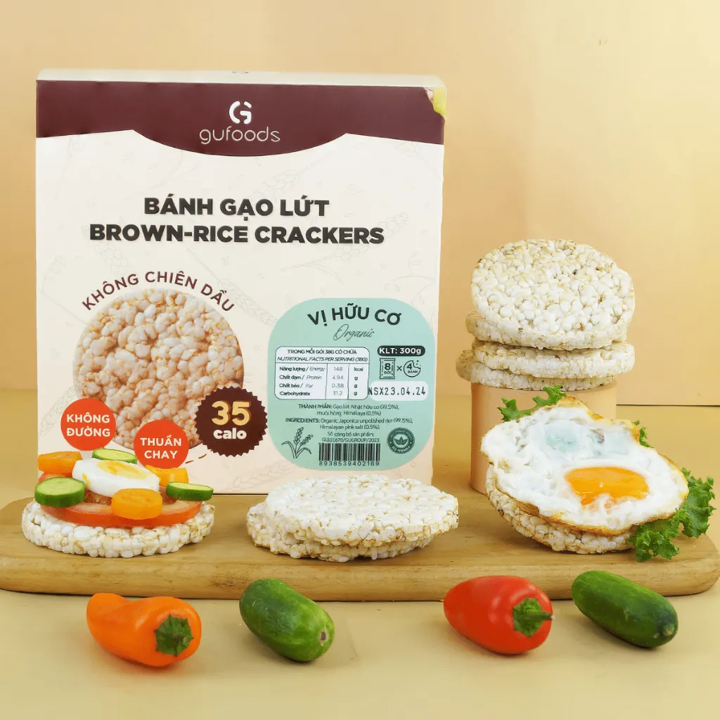 Ảnh Bánh gạo lứt GUfoods - Không chiên dầu, Không đường, Eat clean, Thực dưỡng, Ăn vặt healthy, Tập gym (170g/300g/80g/40g) 4