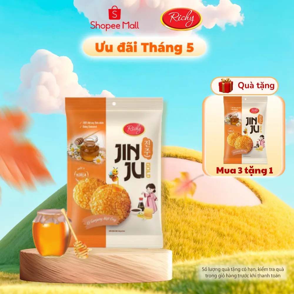 Ảnh Bánh gạo Richy Jinju Gold hương vị Ganjang mật ong 100g 1