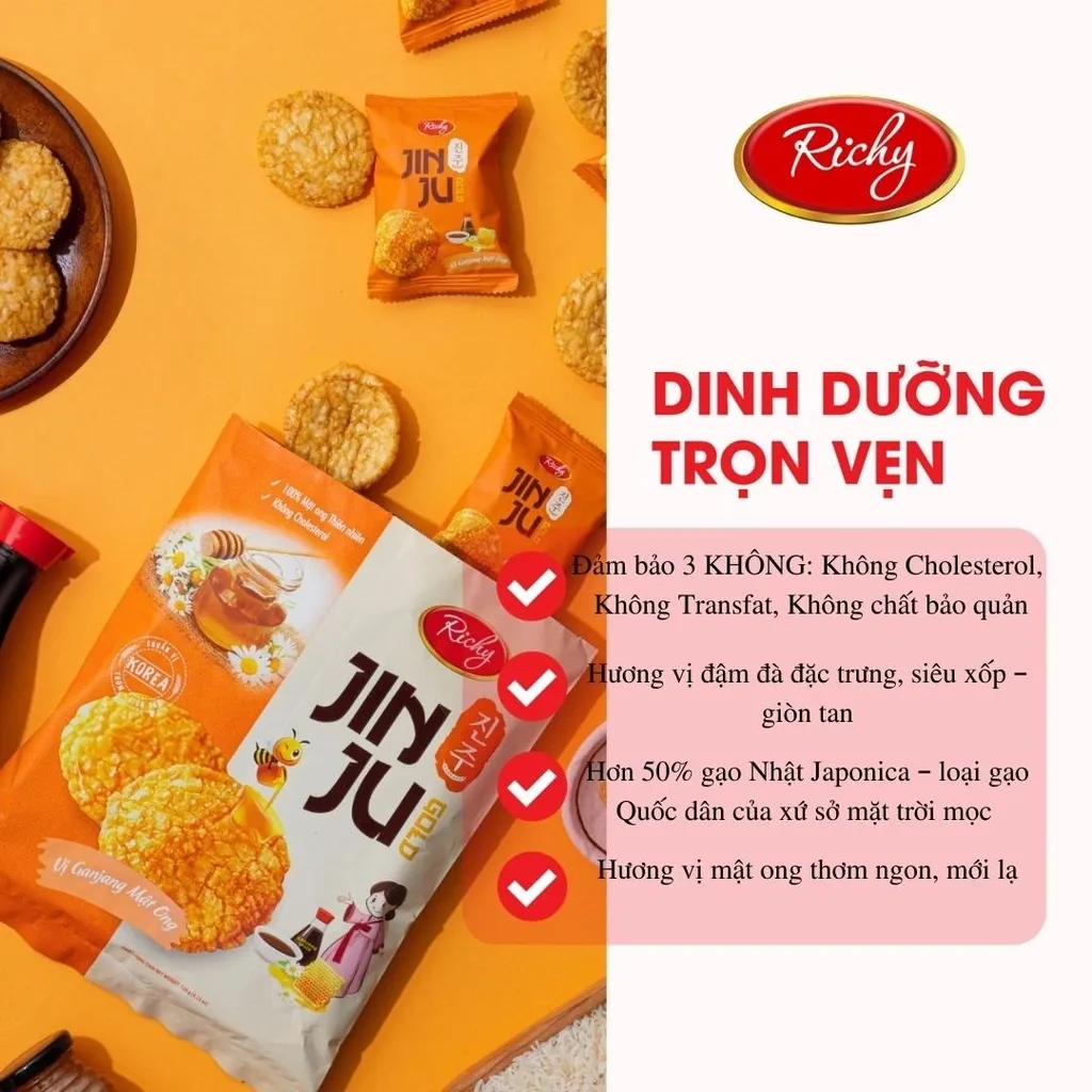 Ảnh Bánh gạo Richy Jinju Gold hương vị Ganjang mật ong 100g 2