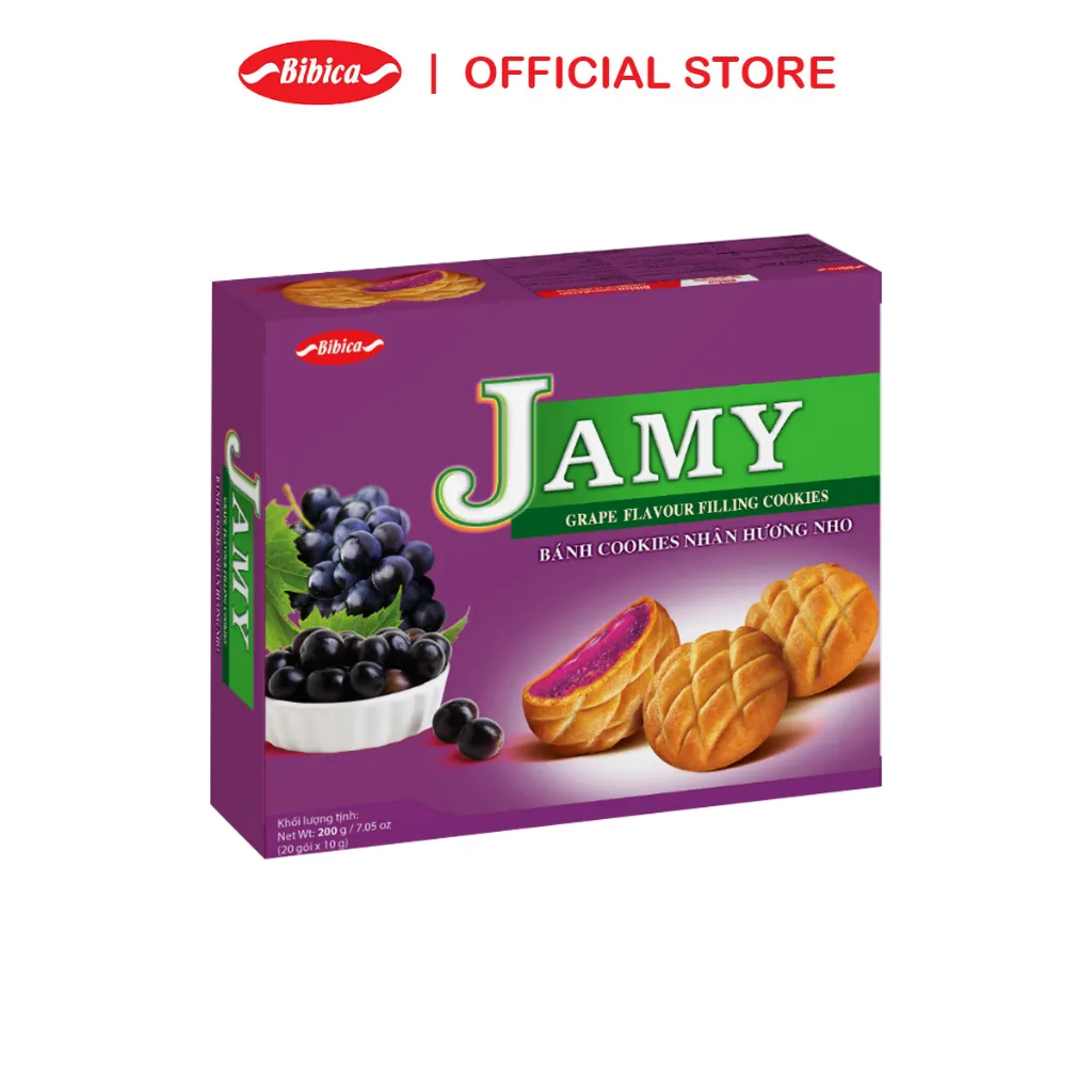 Ảnh Bánh Jamy Nhân Mứt Dâu Bibica 200g 1