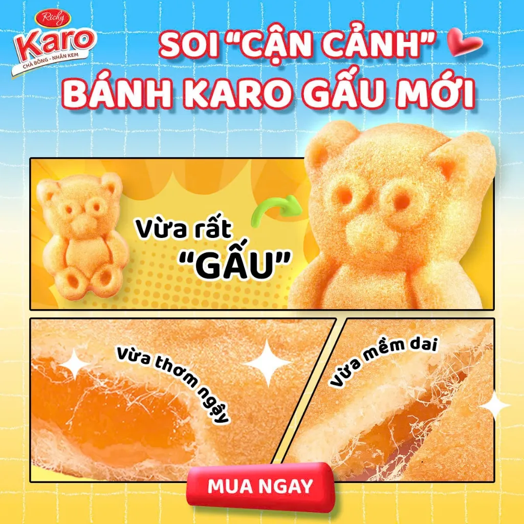 Ảnh Bánh Karo Chà Bông Hình Gấu Richy - Bánh Trứng Tươi Chà Bông Nhân Phô Mai Date 45 Ngày 2