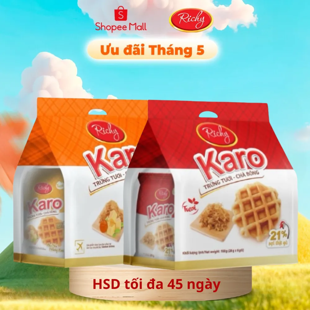 Ảnh Bánh karo Richy vị phô mai hoàng kim, trứng tươi chà bông x 6 bánh 1
