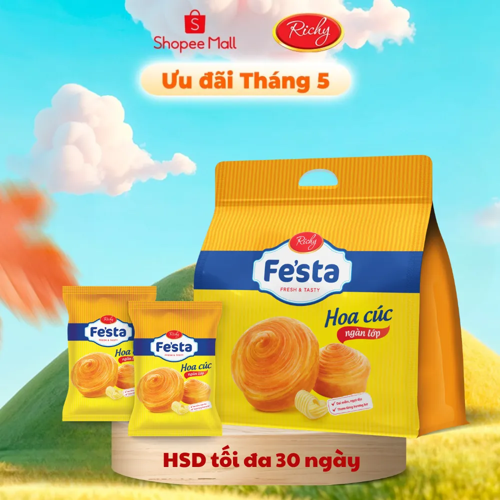 Ảnh Bánh mì hoa cúc ngàn lớp Festa Richy - HSD 30 ngày kể từ NSX 1