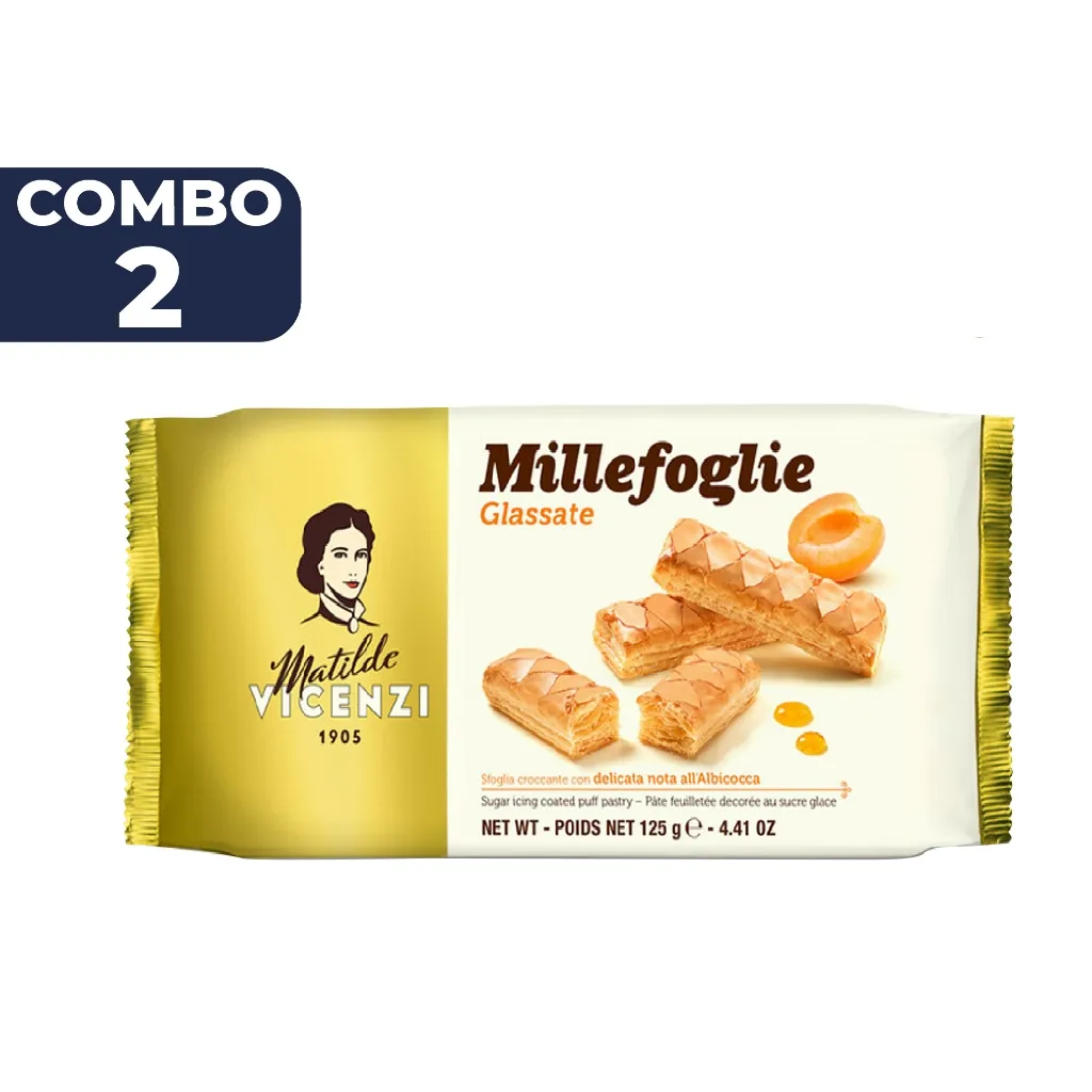 Ảnh Bánh phồng giòn phủ đường và phủ mơ nhuyễn Vicenzi Millefoglie Ditalia Glassate Ý 125g 1