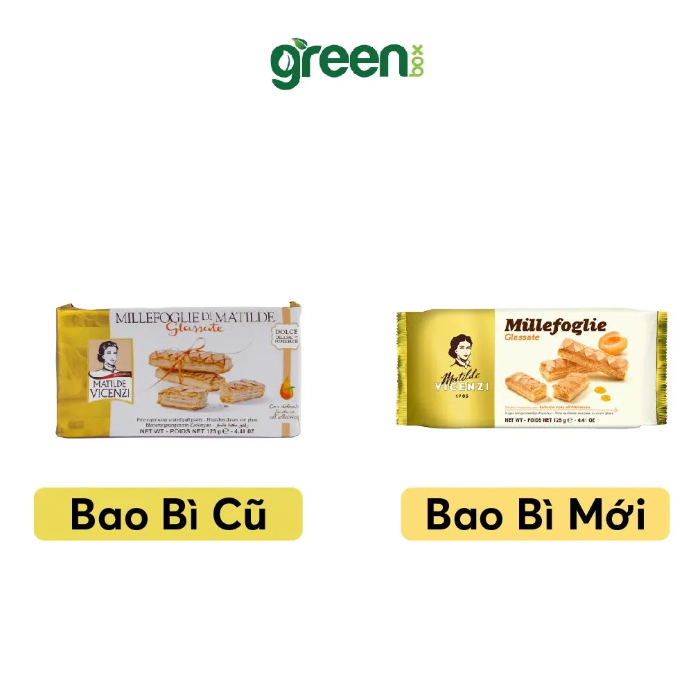 Ảnh Bánh phồng giòn phủ đường và phủ mơ nhuyễn Vicenzi Millefoglie Ditalia Glassate Ý 125g 3