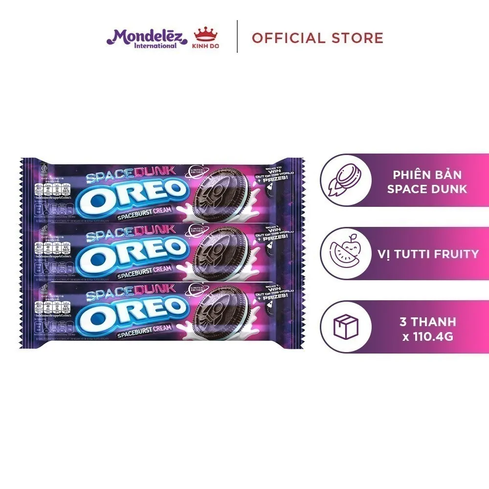 Ảnh Bánh Quy OREO Vị Dâu/Vani/Chocolate/Spaceburst Cream , Combo 3 Thanh X 110.4G - phiên bản OREO SPACE DUNK 3