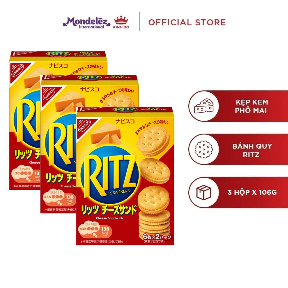 Ảnh Bánh Quy Ritz Kẹp Kem Phô Mai, Combo 3 Hộp X 106G (Hàng Xuất Khẩu Thị Trường Nhật) 1