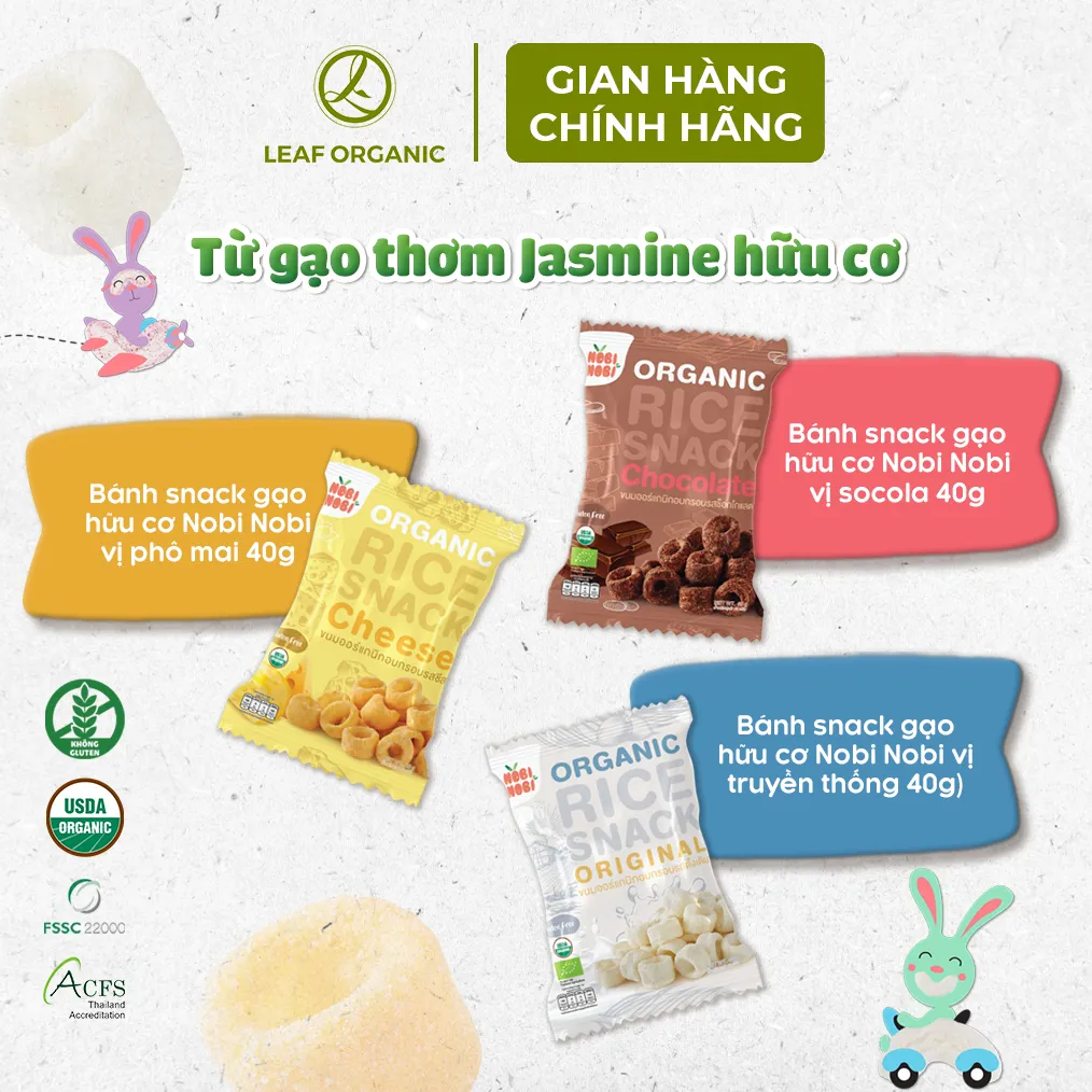 Ảnh Bánh snack gạo hữu cơ Nobi Nobi 40g (cho bé từ 18 tháng) 1