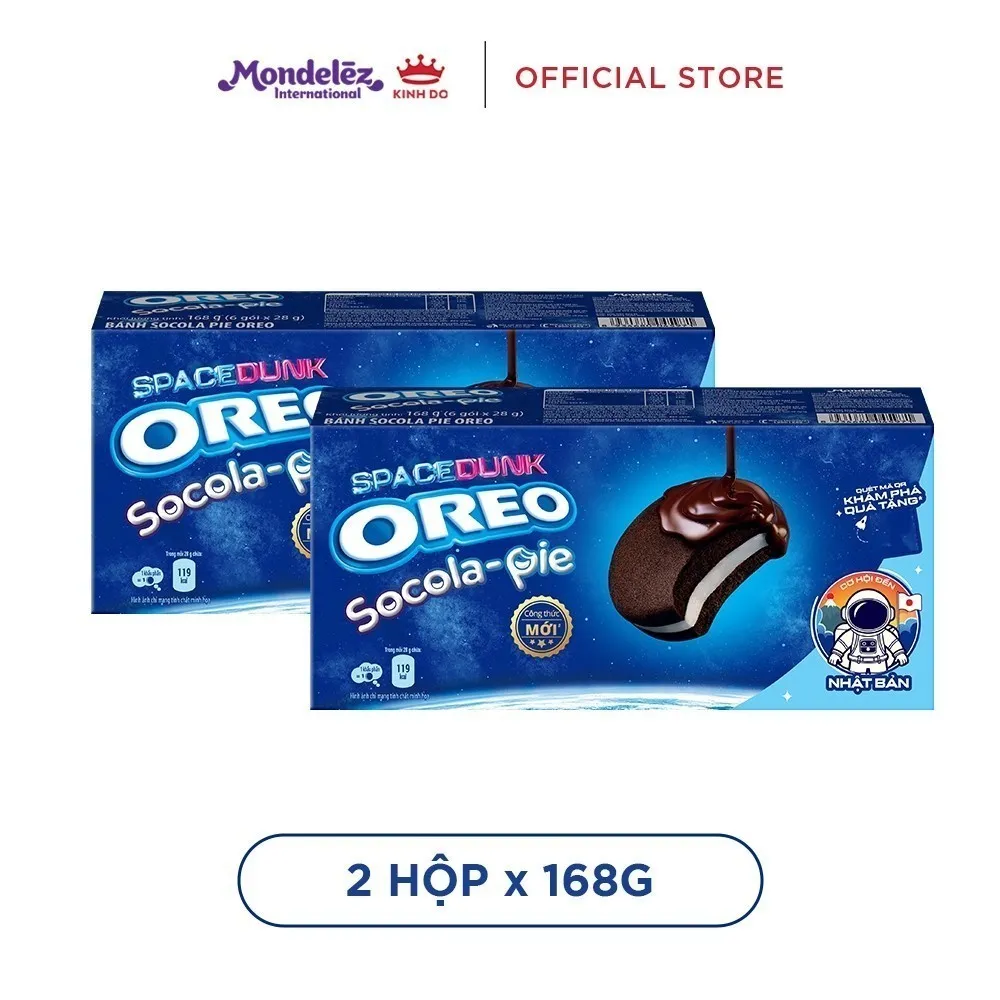Ảnh Bánh Socola Pie OREO Vị Vani/Dâu , Combo 2 Hộp X 168G - phiên bản OREO Originial/ SPACE DUNK 1