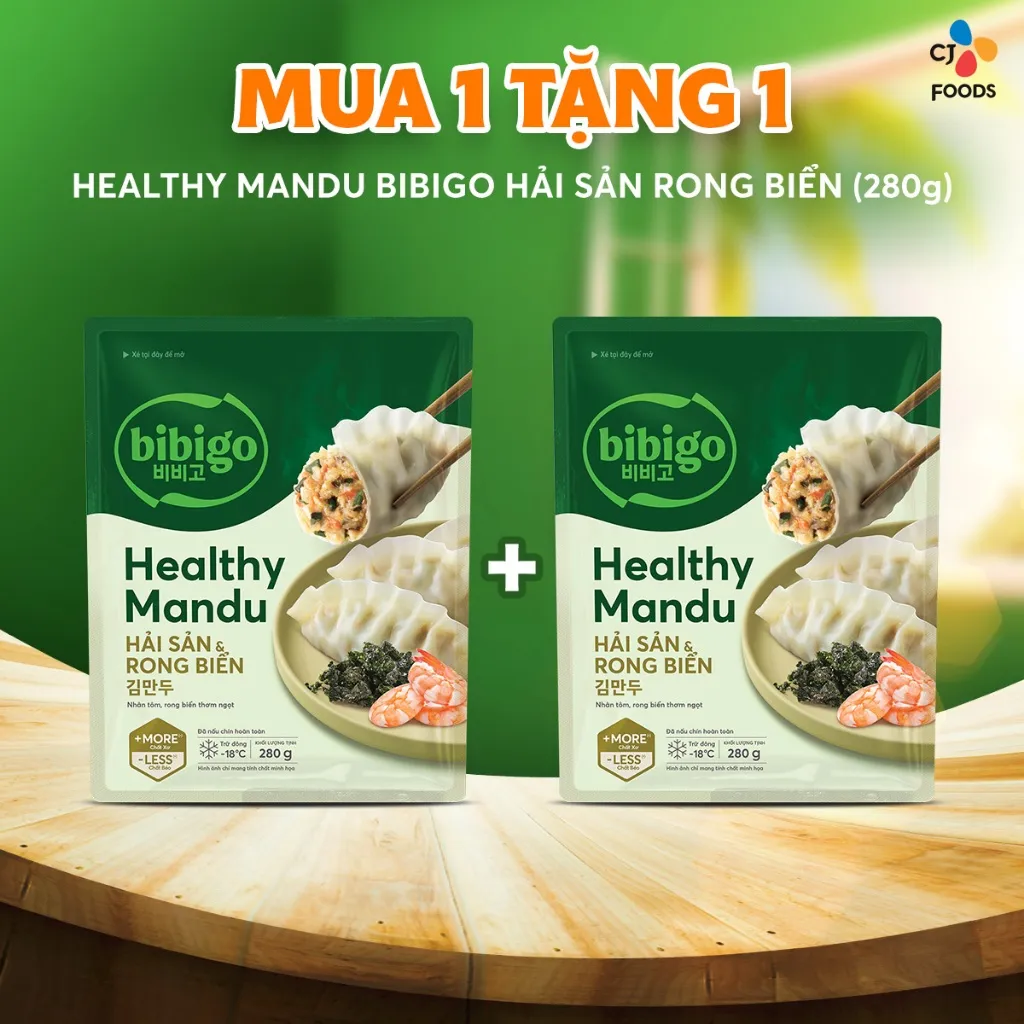 Ảnh Bánh xếp Healthy Mandu Hàn Quốc Bibigo – nhân Hải Sản & Rong Biển 280g -Date 08/2025 1