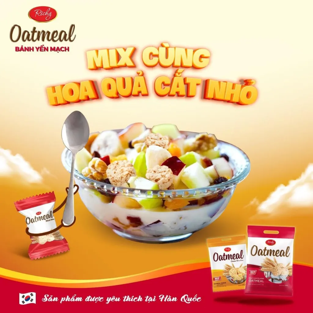 Ảnh Bánh yến mạch Oadtmeal Richy vị sữa túi 206g 3