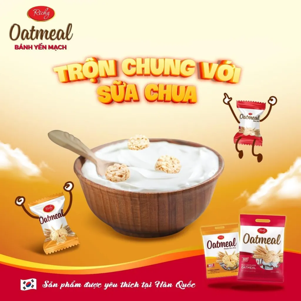 Ảnh Bánh yến mạch Oadtmeal Richy vị sữa túi 206g 4