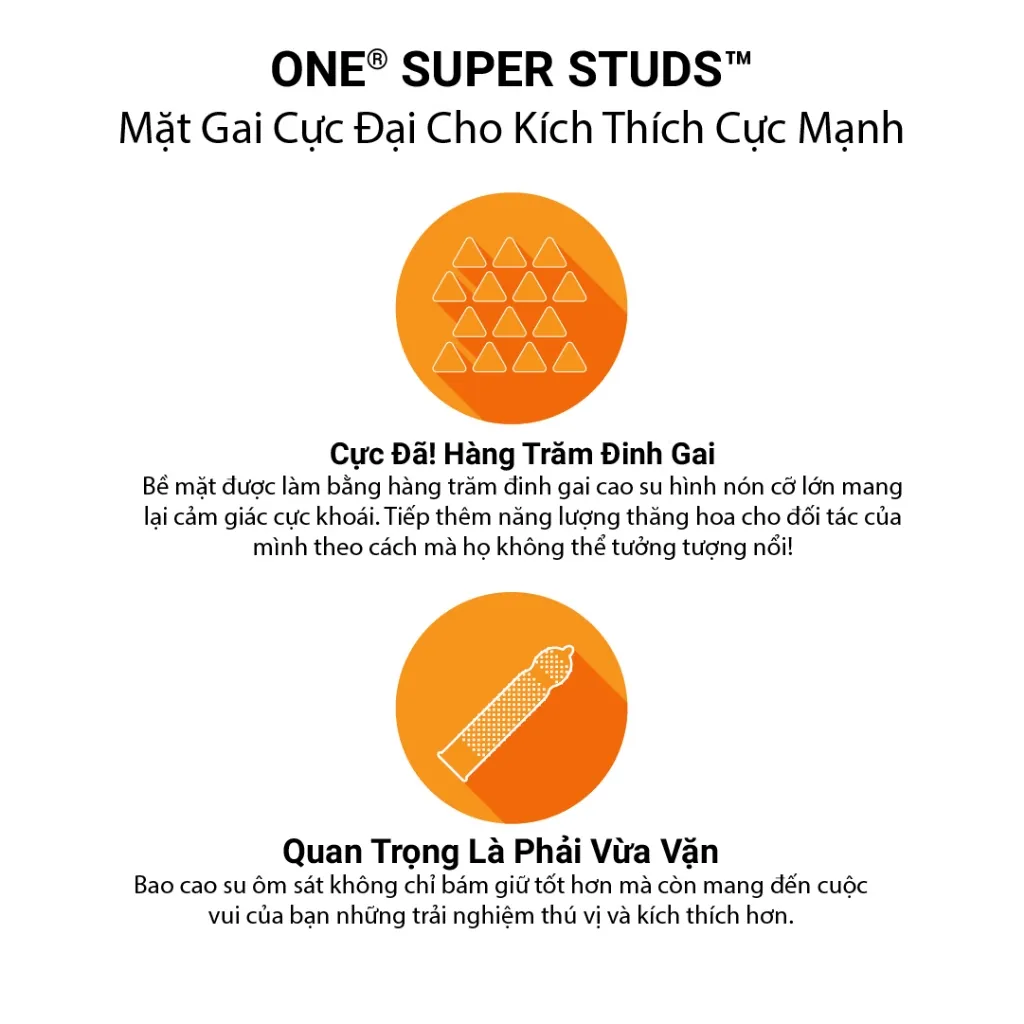 Ảnh Bao Cao Su ONE của Mỹ Có Gai Cực Đại Mềm One Super Studs size 53mm 2
