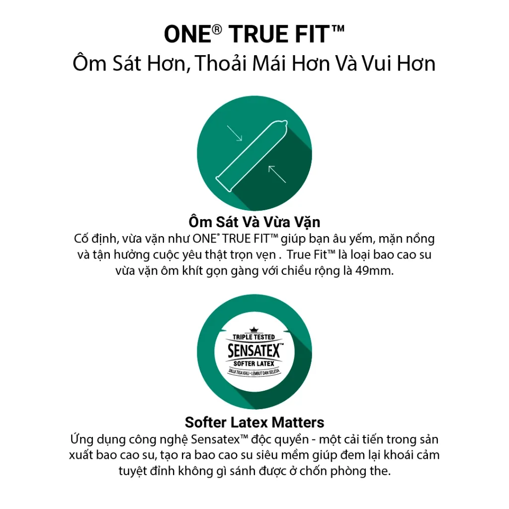 Ảnh Bao Cao Su ONE của Mỹ| One True Fit size 49mm ôm sát thoải mái dễ chịu 2