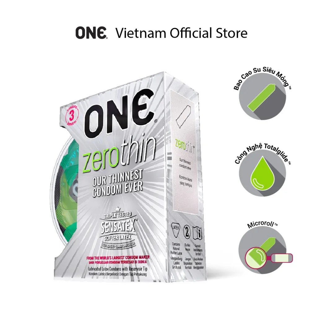 Ảnh Bao Cao Su ONE của Mỹ Siêu Mỏng Mềm Truyền Nhiệt Nhanh One Zero Thin size 53mm 1