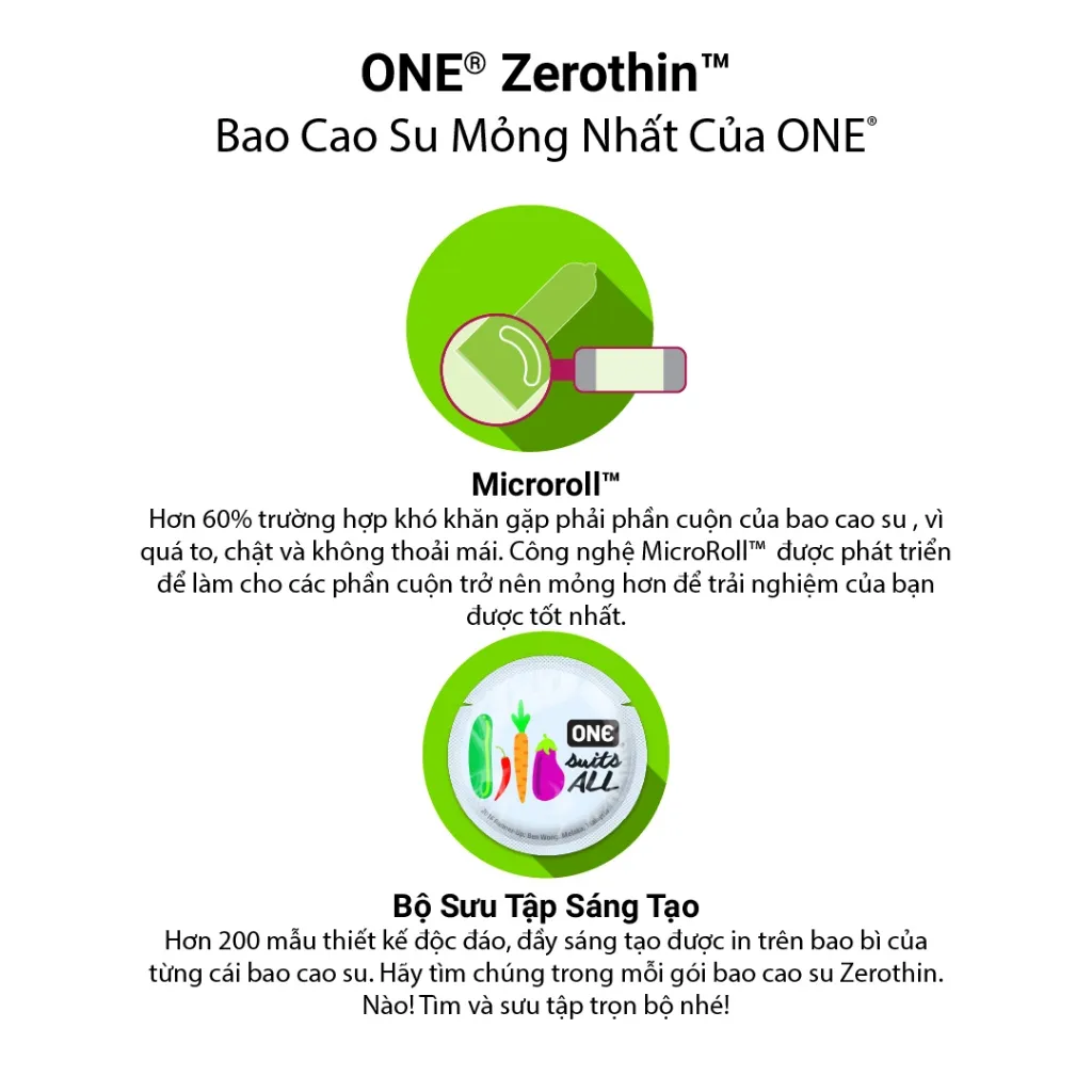 Ảnh Bao Cao Su ONE của Mỹ Siêu Mỏng Mềm Truyền Nhiệt Nhanh One Zero Thin size 53mm 2