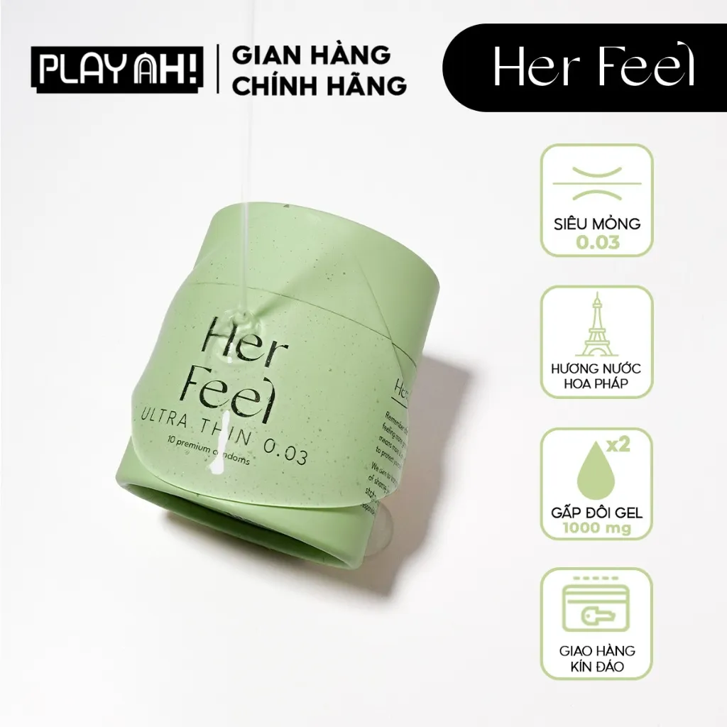 Ảnh Bao cao su PlayAh Her Feel Ultra Thin 0.03 Hộp 3/10 Size 52mm Siêu Mỏng Nhiều Gel Cao Cấp 3