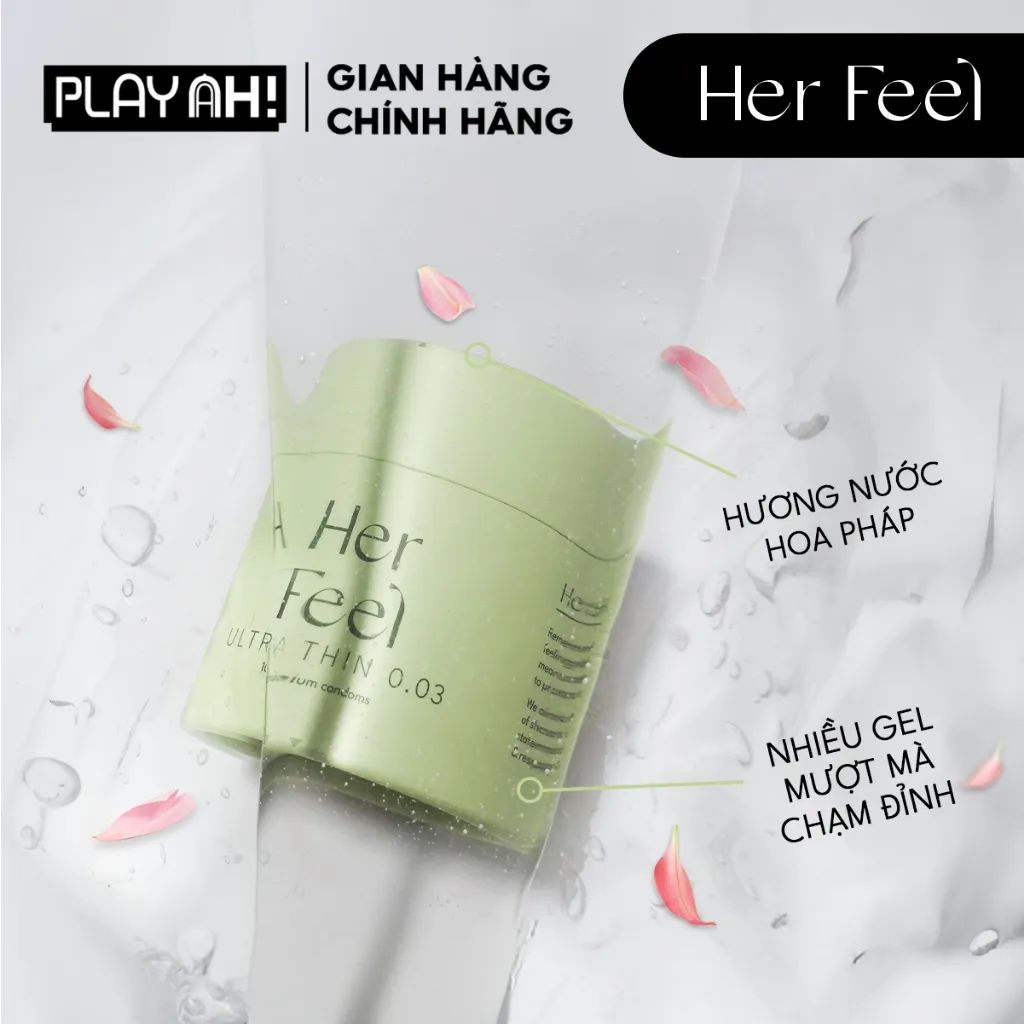 Ảnh Bao cao su PlayAh Her Feel Ultra Thin 0.03 Hộp 3/10 Size 52mm Siêu Mỏng Nhiều Gel Cao Cấp 4