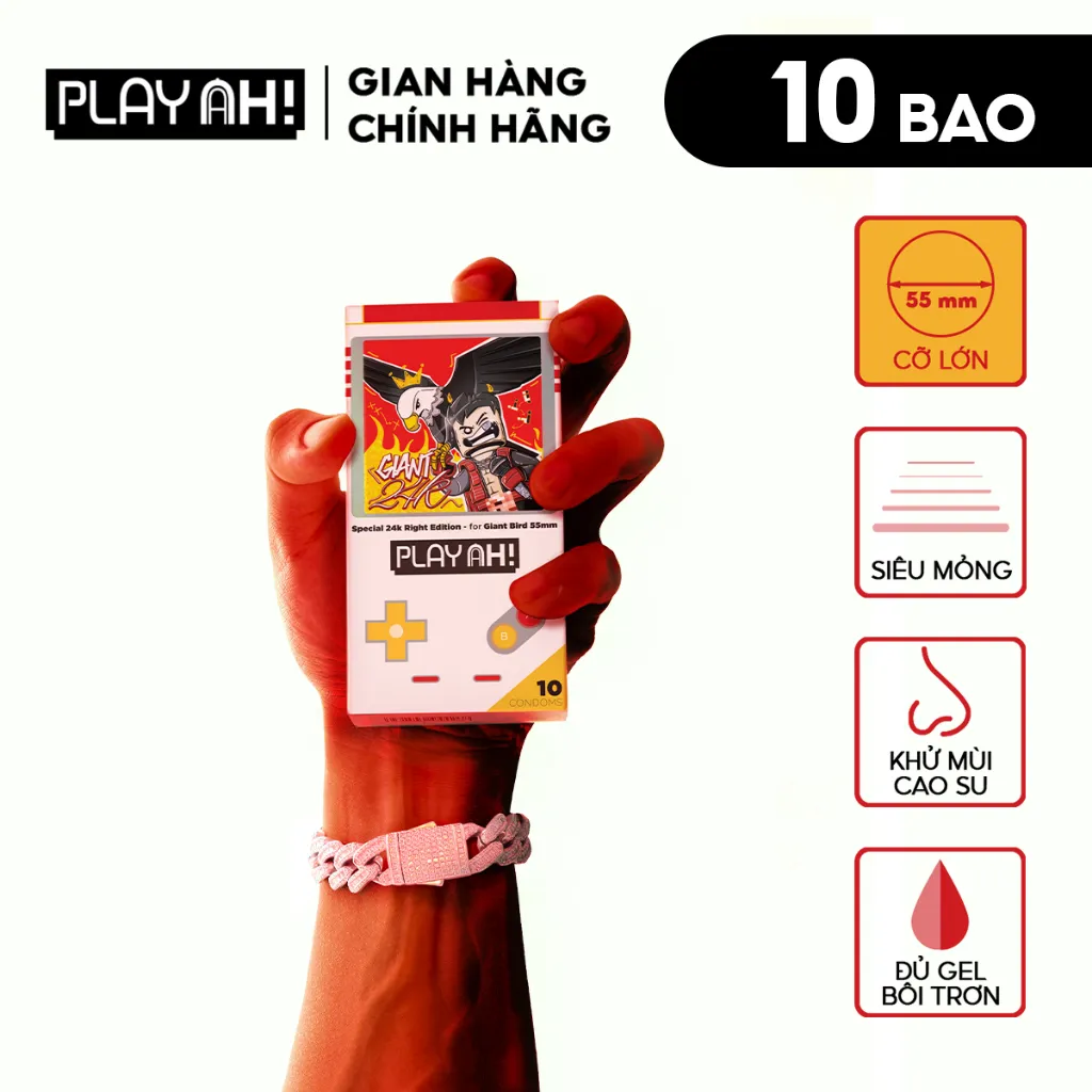 Ảnh Bao cao su size to PlayAh! Siêu Mỏng 55mm Giant Invisible 24K.Right - Hộp 3/10 Cái 3