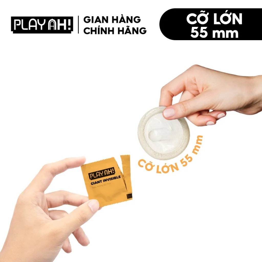 Ảnh Bao cao su size to PlayAh! Siêu Mỏng 55mm Giant Invisible 24K.Right - Hộp 3/10 Cái 4