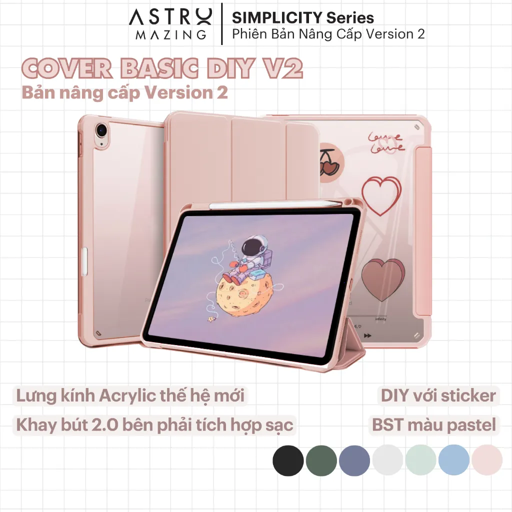 Ảnh Bao da DIY D02 lưng kính chống ố vàng dành cho iPad DIY V2 AstroMazing - Case cho Pro 11 Air 4 5 Gen 9 1