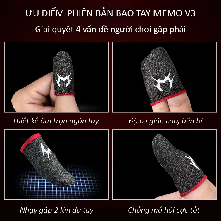 Ảnh Bao tay chơi game điện thoại MEMO V3 gaming carbon sợi bạc chống mồ hôi găng tay ff pubg liên quân tốc chiên mobile 4