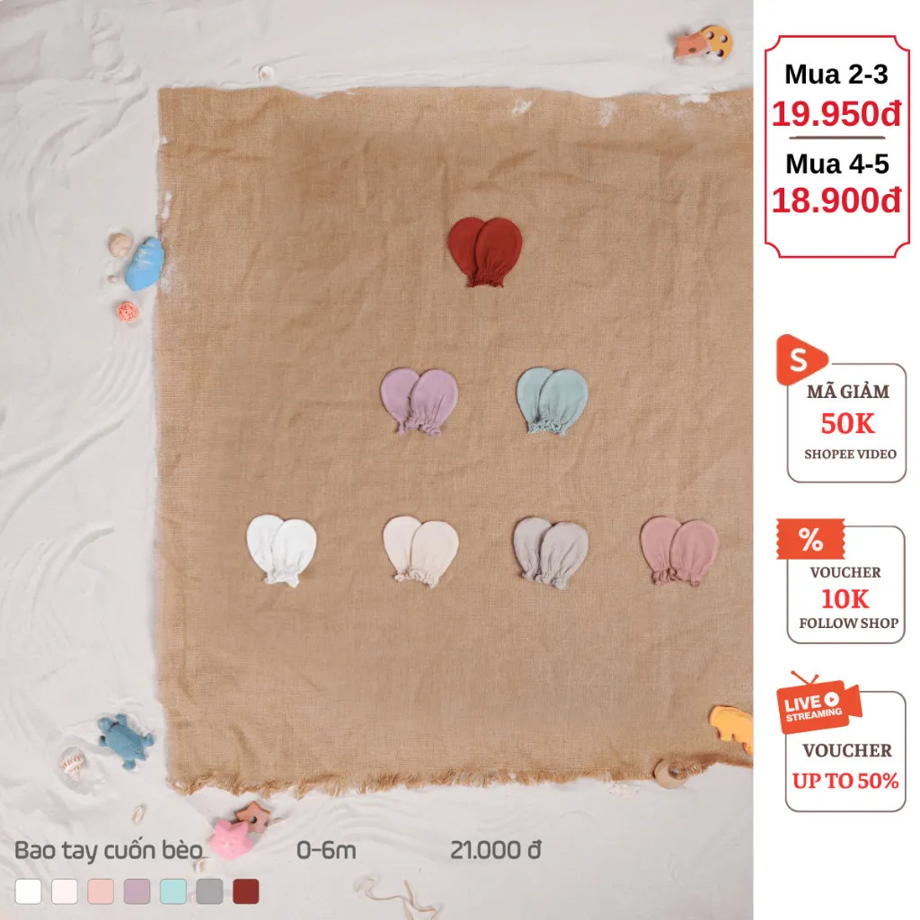Ảnh Bao Tay Sơ Sinh Cuốn Bèo COOKIE Cho Bé Size Từ 0 Đến 6 Tháng 2