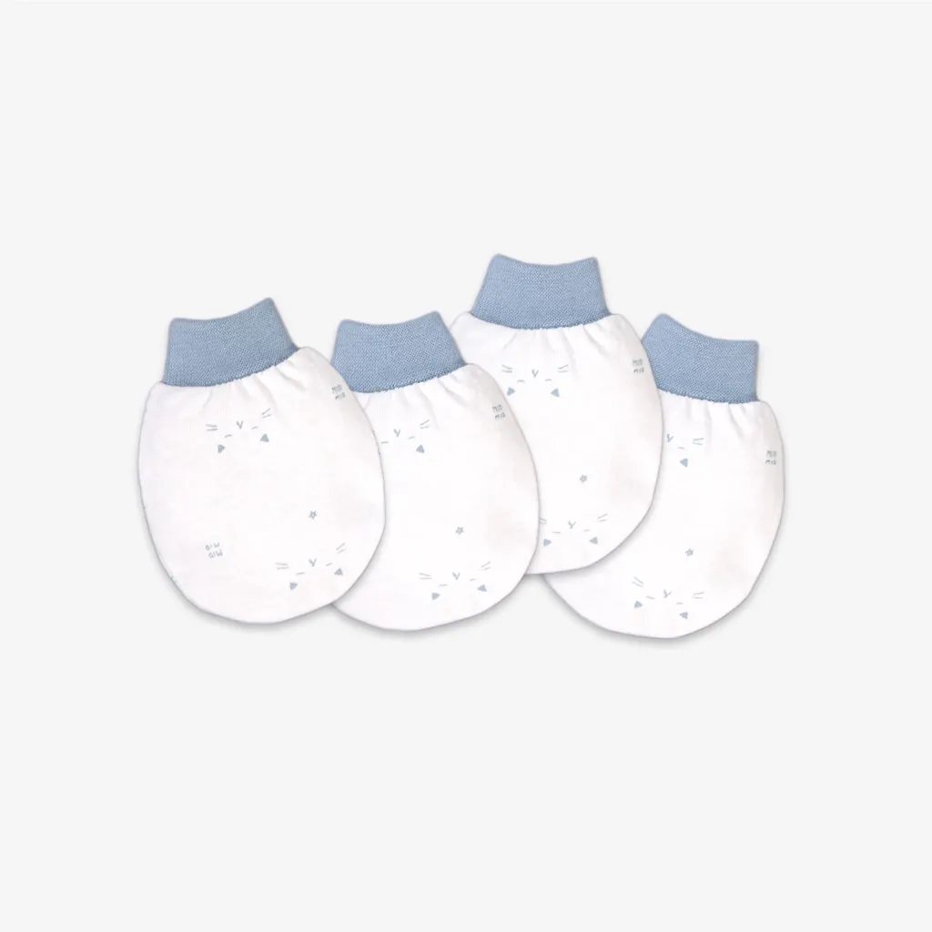 Ảnh Bao Tay Sơ Sinh MIOMIO(2 Đôi), Dành Cho Bé Gái Bé Trai, 100% cotton, Hoạ Tiết Thỏ, Sọc, Mèo Mây, Mặt Mèo 2