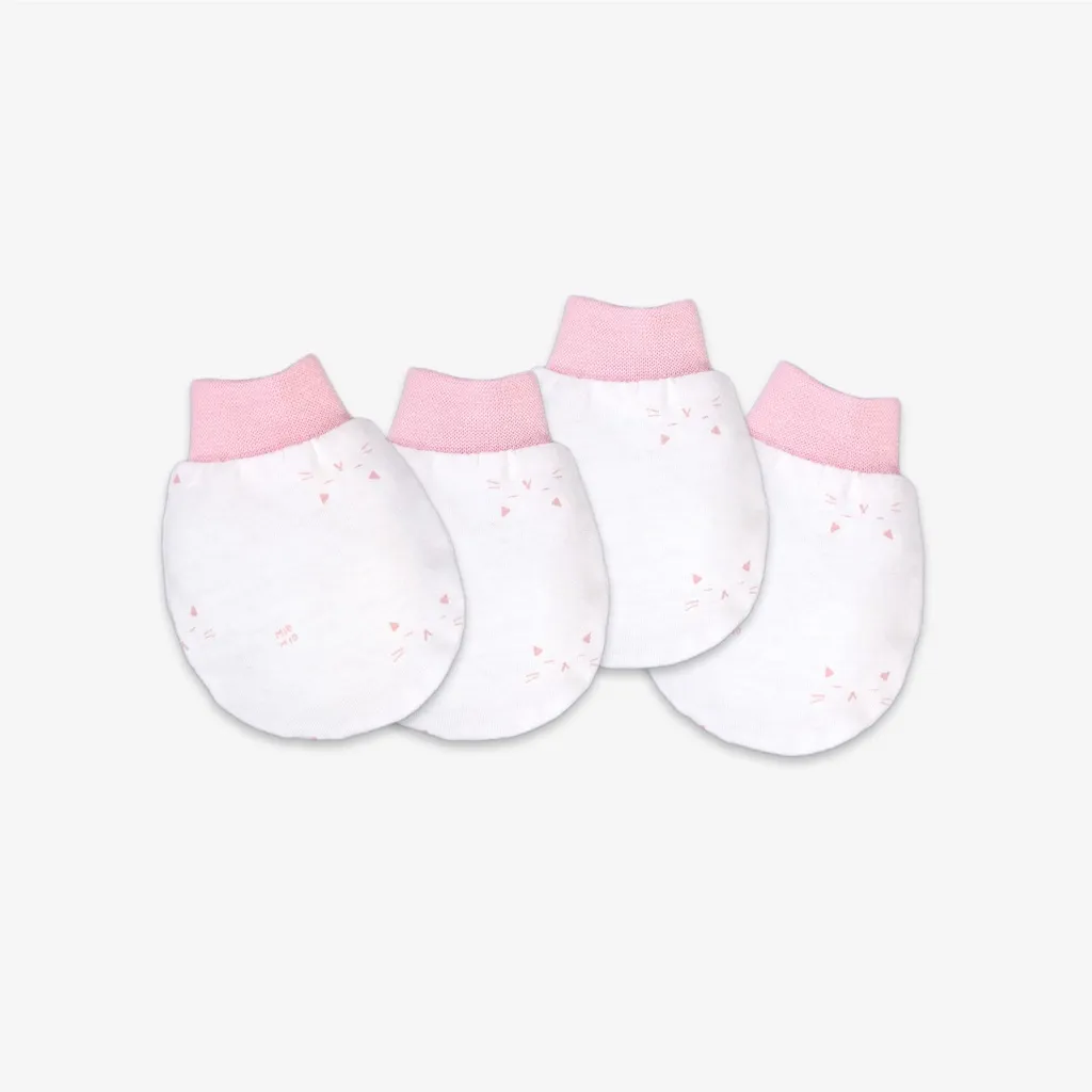 Ảnh Bao Tay Sơ Sinh MIOMIO(2 Đôi), Dành Cho Bé Gái Bé Trai, 100% cotton, Hoạ Tiết Thỏ, Sọc, Mèo Mây, Mặt Mèo 3
