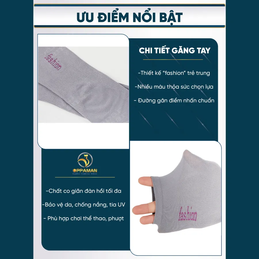 Ảnh Bao tay tất tay chống nắng xỏ ngón ống tay bảo vệ tay găng tay xỏ ngón mềm chống UV OGT1 OPPAMAN 3