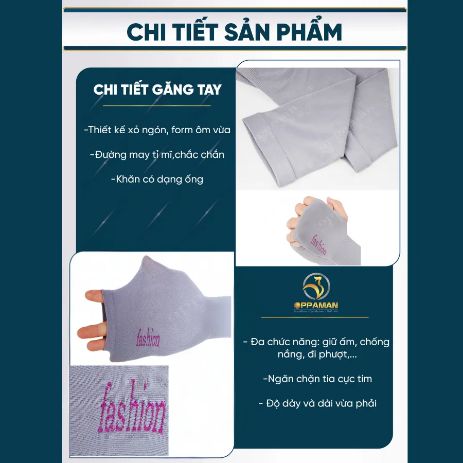 Ảnh Bao tay tất tay chống nắng xỏ ngón ống tay bảo vệ tay găng tay xỏ ngón mềm chống UV OGT1 OPPAMAN 4