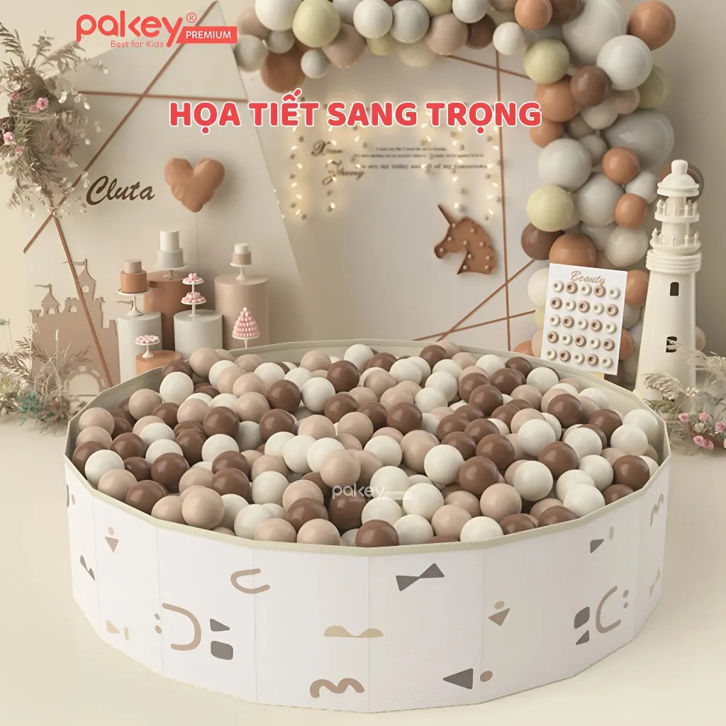 Ảnh Bể Bóng Vải PAKEY Gấp Gọn Tiện Lợi Cho Bé, Bể Chơi Cát, Hạt Muồng Họa Tiết Phong Cách Hàn Quốc Sang Trọng 2