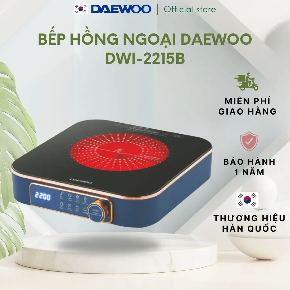 Ảnh Bếp hồng ngoại Daewoo 2200w mặt ceramic chịu nhiệt, chịu lực bền bỉ, tiện dụng, tiết kiệm diện tích DWI-2238MW DWI-2215B 1