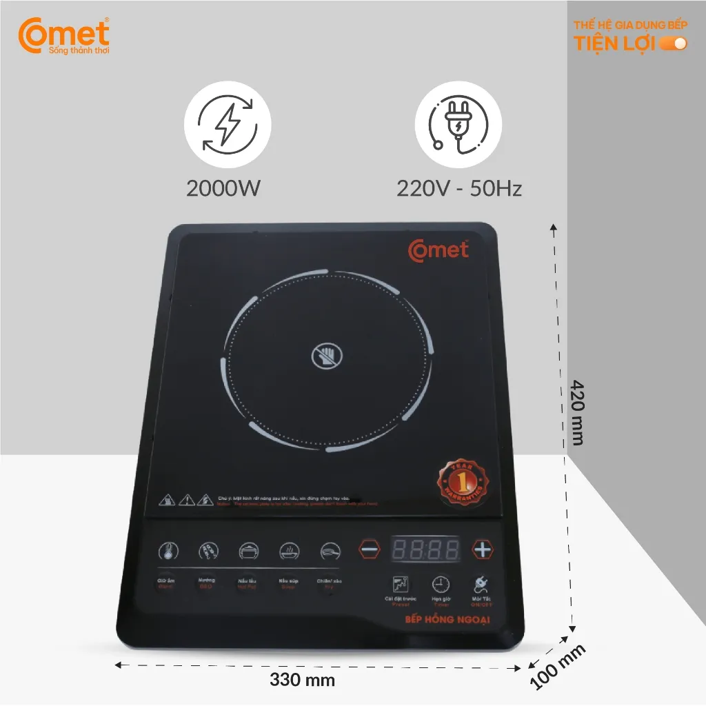 Ảnh Bếp hồng ngoại phím bấm 2000W COMET - CM5517 3