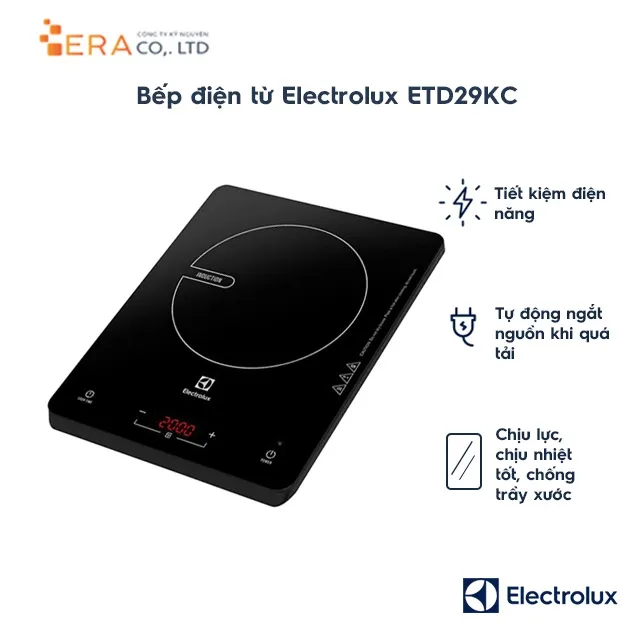 Ảnh Bếp điện từ Electrolux 2000W ETD29KC / ETD29MKC ( Tặng kèm nồi ) - Hàng chính hãng 1