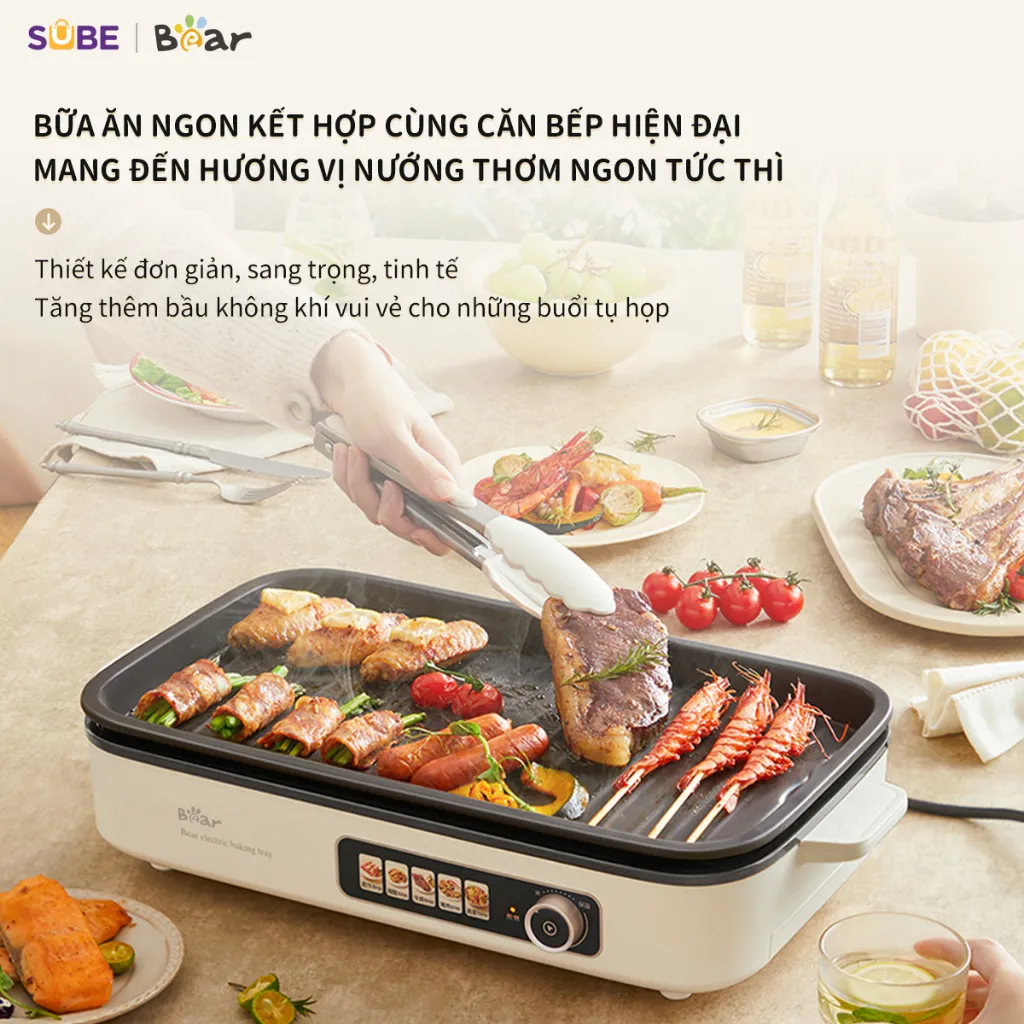 Ảnh Bếp Nướng Điện Không Khói Bear Đa Năng Chiên Xào Khay Nướng Hệ Thống Phát Nhiệt 5U Phân Bố Nhiệt Đồng Đều GR-4H15C 3