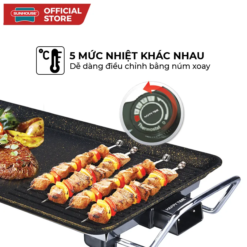 Ảnh Bếp nướng điện SUNHOUSE Happy Time HTD4606 - Mặt chống dính - ĐIều chỉnh núm xoay - Bảo hành 12 tháng 4