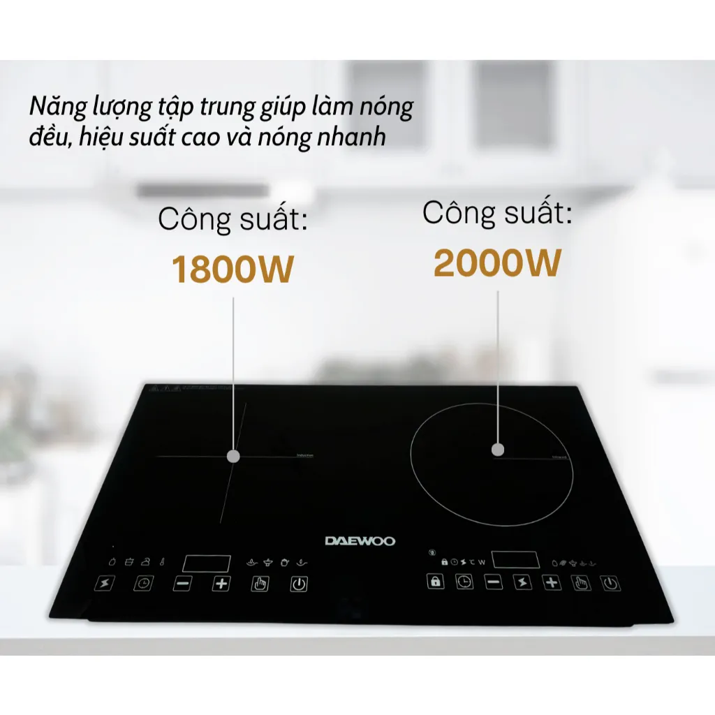 Ảnh Bếp Đôi Điện Từ Hồng Ngoại Daewoo DWHB-3801C, mặt kính pha lê bóng 3800W 2