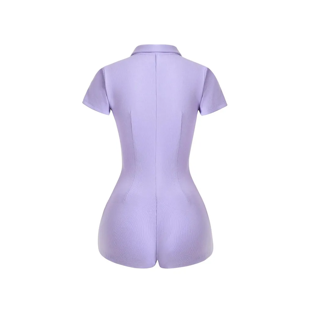 Ảnh Bestie Buttons Front Playsuit - Jumpsuit thun tay ngắn nút gài trước ngực 3