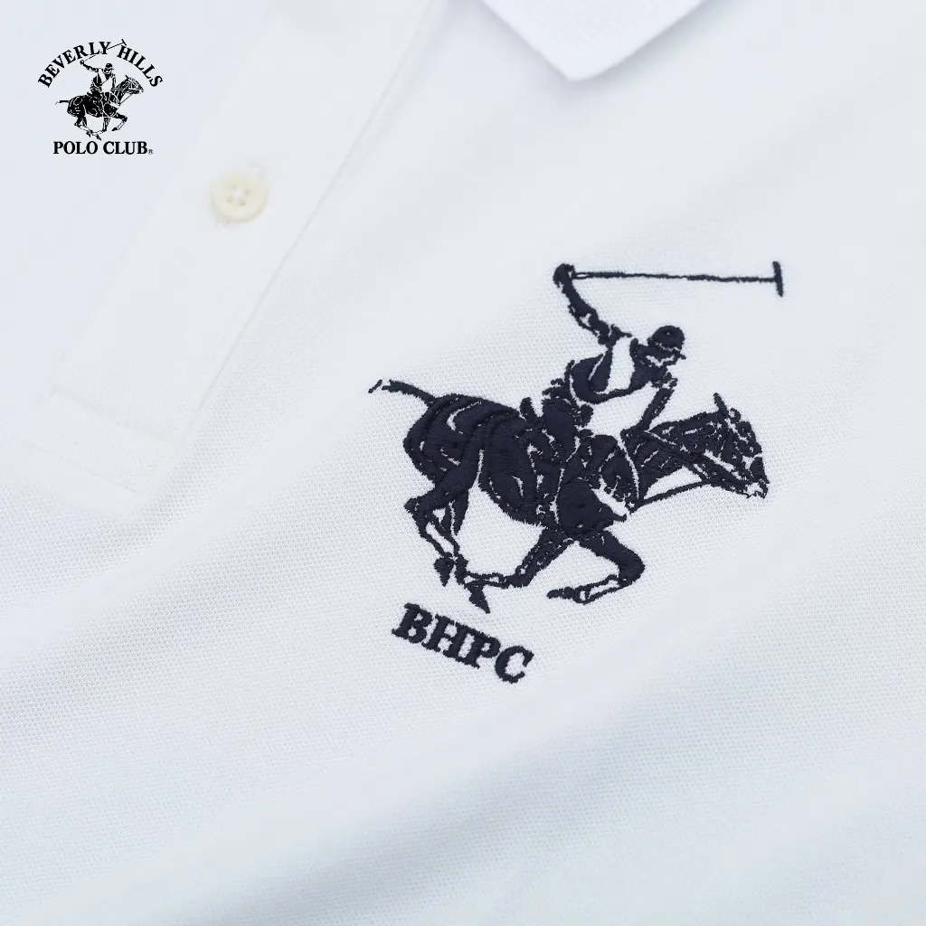 Ảnh Beverly Hills Polo Club - Áo polo Ngắn tay Nam Regular Fit Trắng Trơn -  BHPC PMRSS24TL008 3