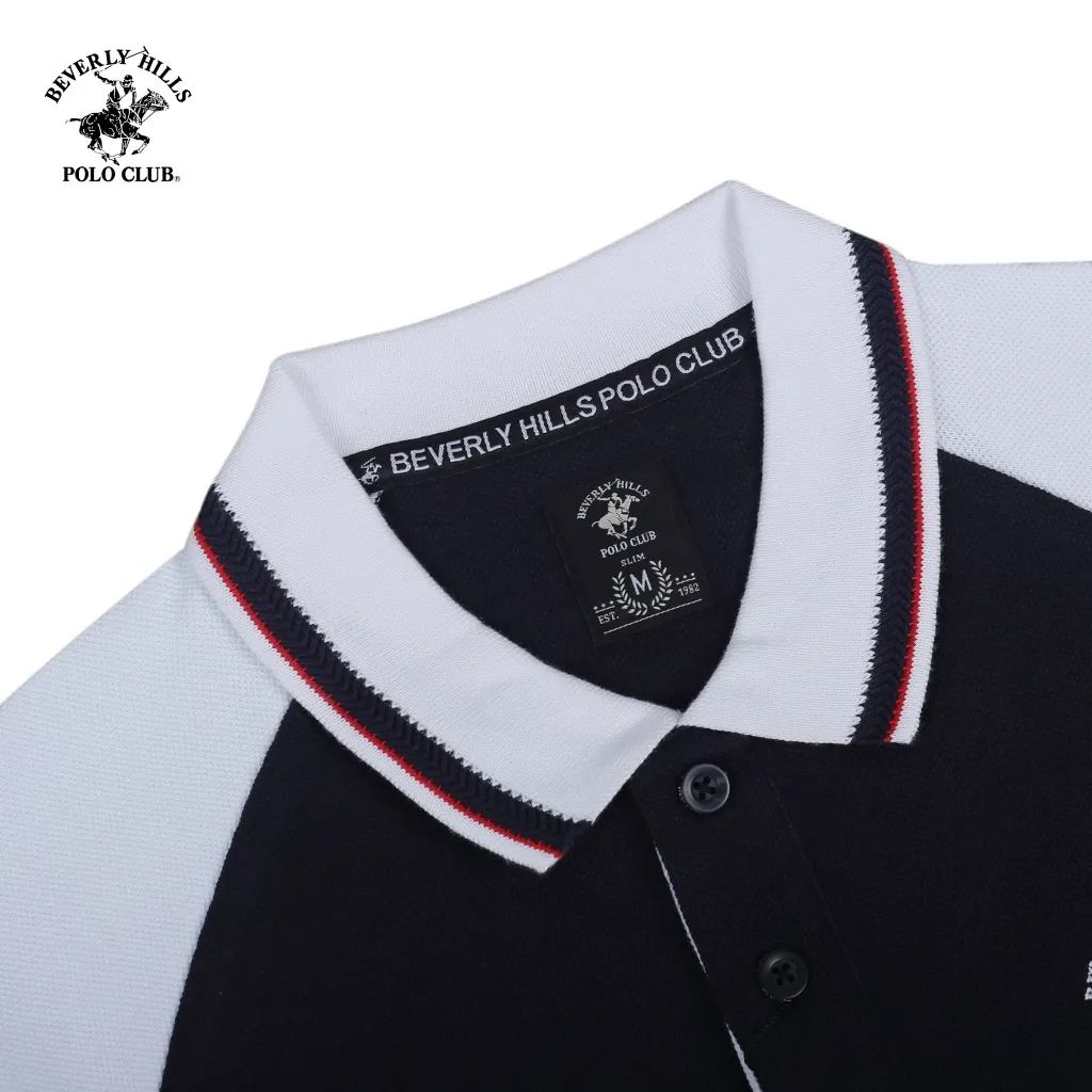 Ảnh Beverly Hills Polo Club-Áo polo Ngắn tay Nam Slim Fit Navy Pha phối-PMSSW23TL0022 1