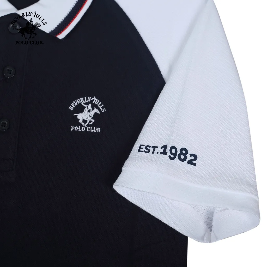 Ảnh Beverly Hills Polo Club-Áo polo Ngắn tay Nam Slim Fit Navy Pha phối-PMSSW23TL0022 2