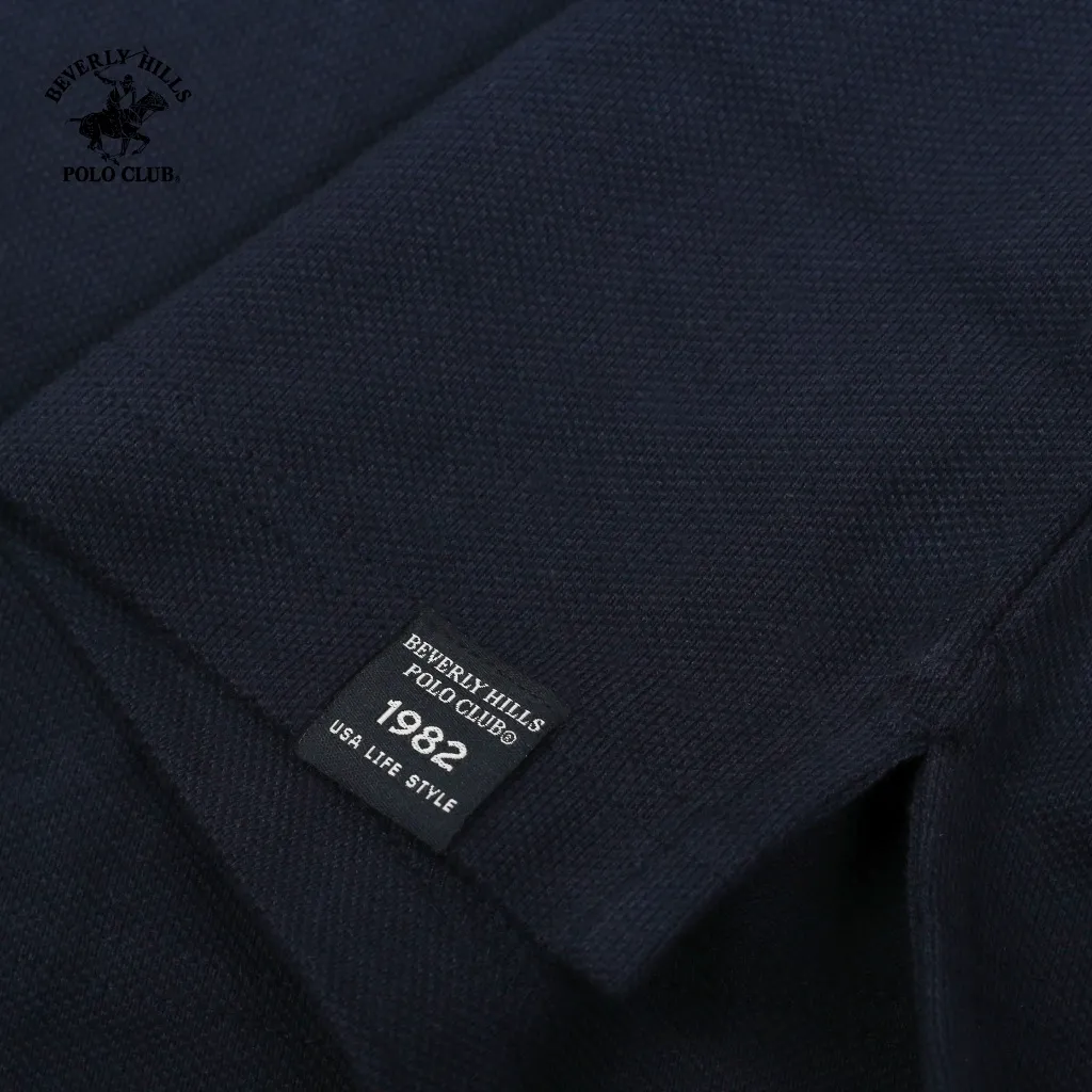 Ảnh Beverly Hills Polo Club-Áo polo Ngắn tay Nam Slim Fit Navy Pha phối-PMSSW23TL0022 4